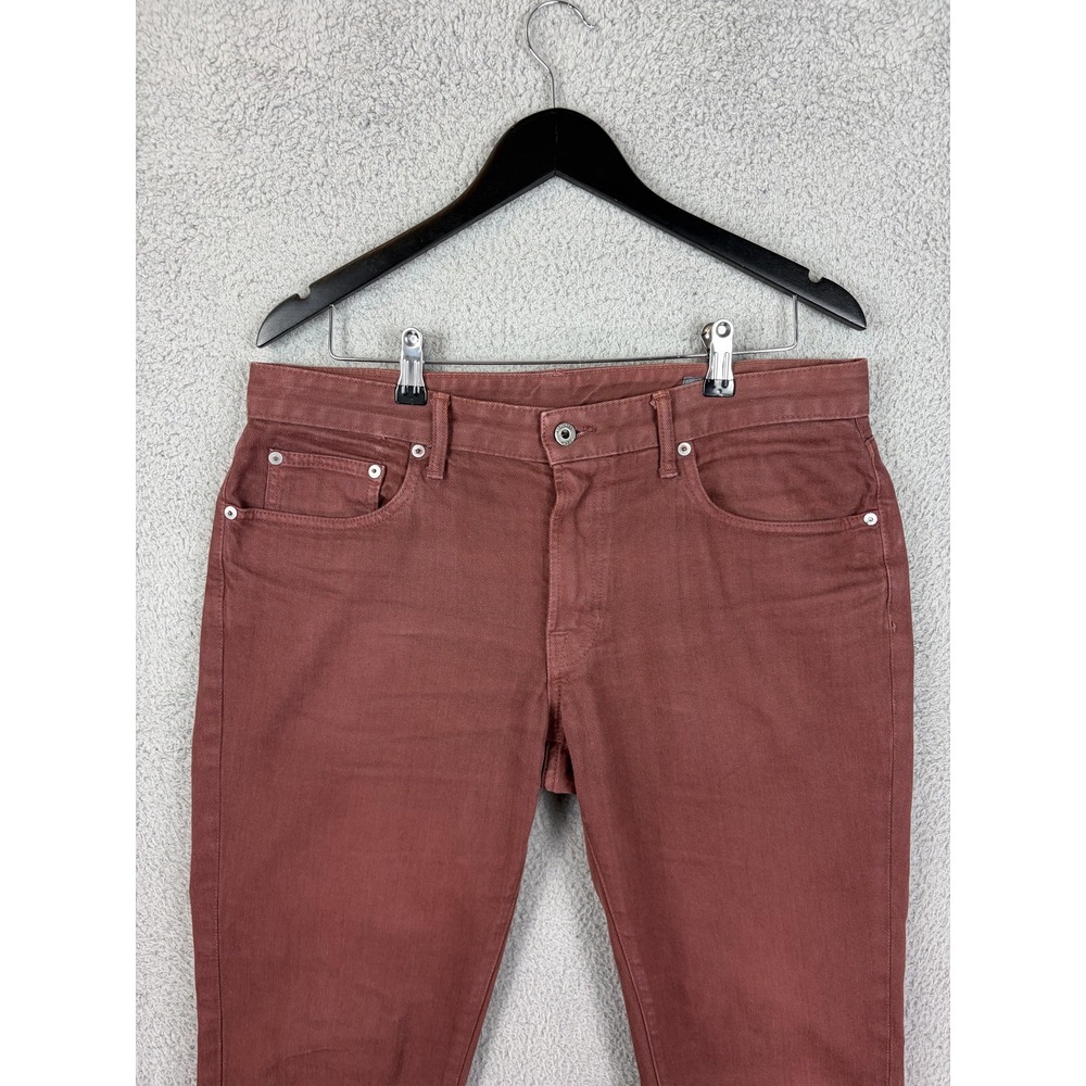 Bonobos Travel Jean Jeans Mens 32x32 Red Slim Tapered Stretch Denim Made USA